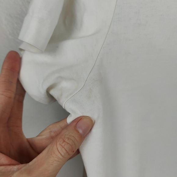 Burberry T-Shirt Mens Large White V-Neck Knight Red Logo Stretch Cotton - Picture 3 of 8